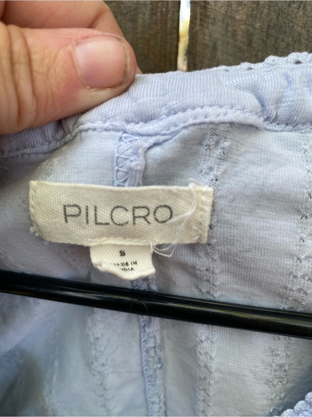 Anthropologie Pilcro Pointelle Floral Henley Tank Blue Small Y2K - Picture 6 of 9